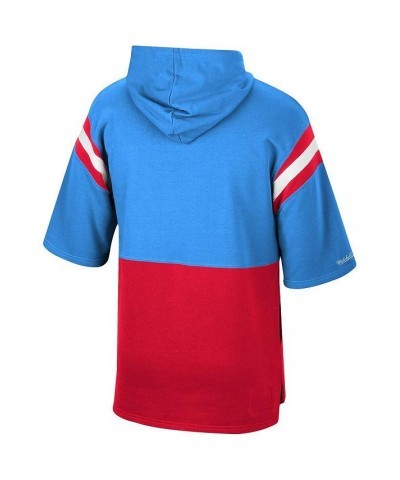 Men's Neon Light Blue, Red Houston Oilers Gridiron Classics Historic Logo Training Room Half-Sleeve Pullover Hoodie $37.95 Sw...