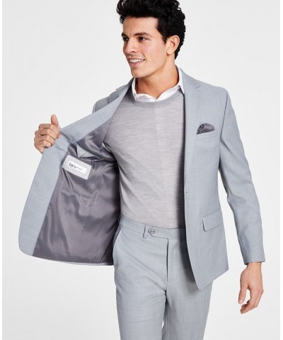 Men's Skinny-Fit Sharkskin Suit Jacket Gray $73.50 Suits