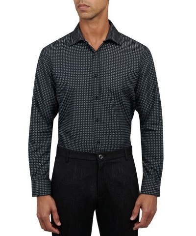 Men's Regular Fit Performance Micro Geo Print Wrinkle Free Dress Shirt Black $15.65 Dress Shirts