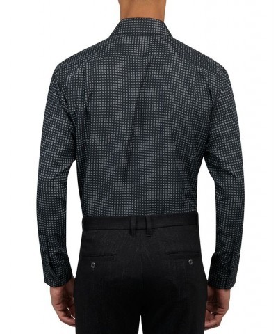 Men's Regular Fit Performance Micro Geo Print Wrinkle Free Dress Shirt Black $15.65 Dress Shirts