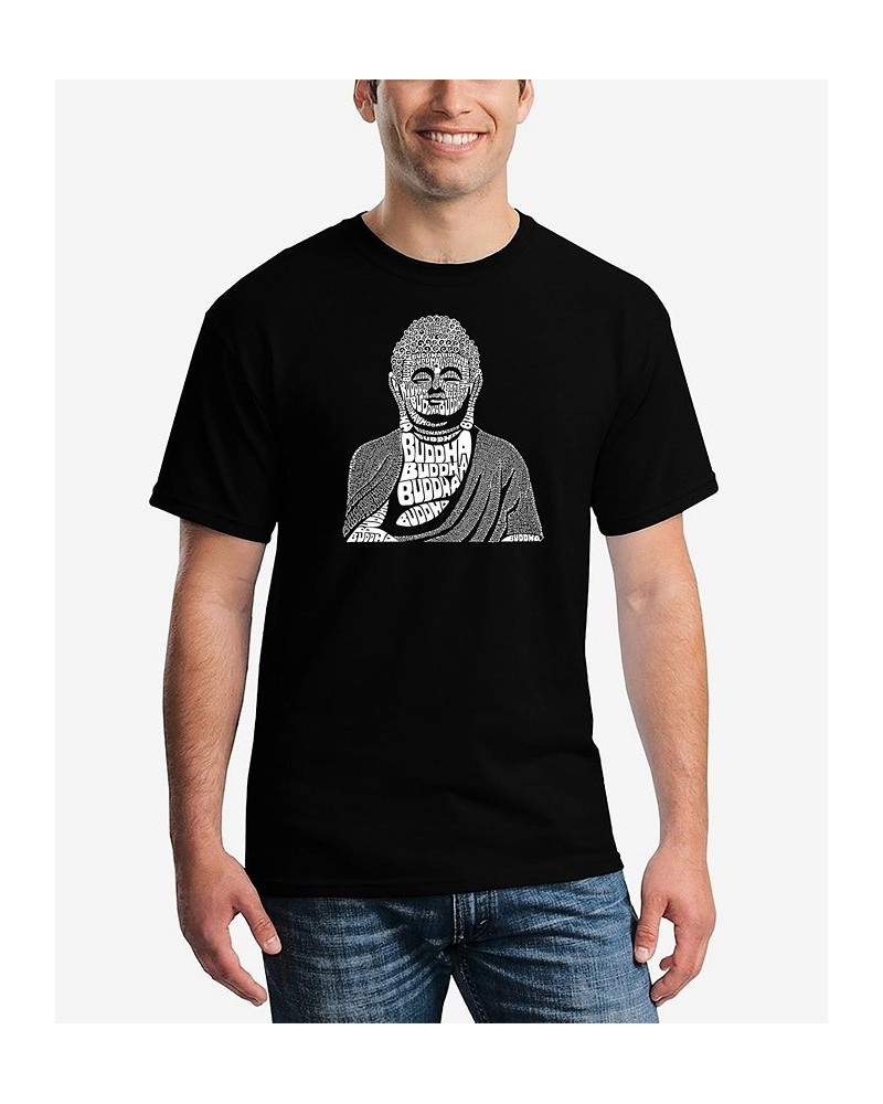 Men's Buddha Word Art Short Sleeve T-shirt Black $14.35 T-Shirts