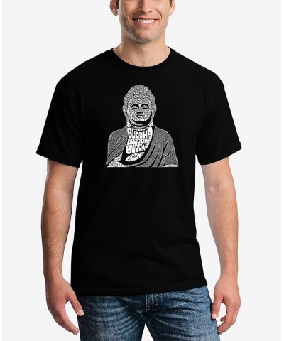 Men's Buddha Word Art Short Sleeve T-shirt Black $14.35 T-Shirts