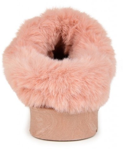 Women's Faux Fur Trim Whisp Slipper Pink $34.40 Shoes