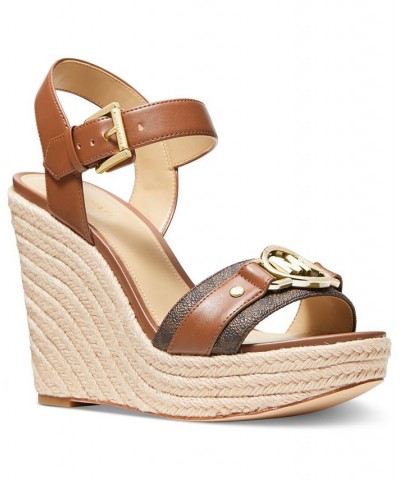 Women's Rory Espadrille Platform Wedge Sandals Brown $45.00 Shoes