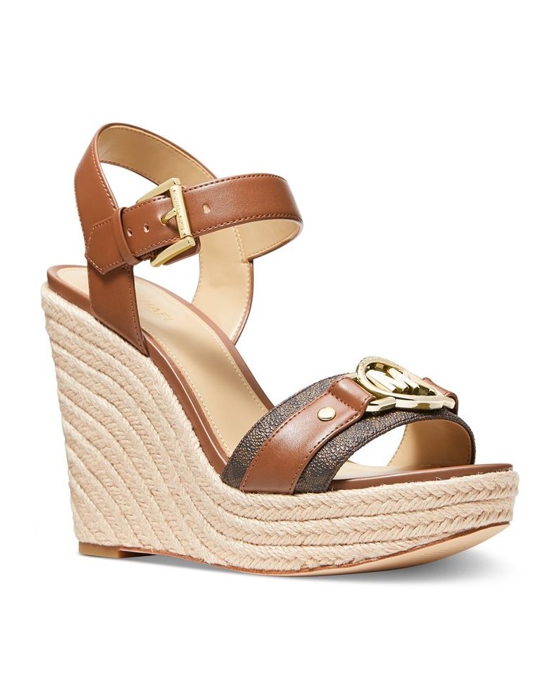 Women's Rory Espadrille Platform Wedge Sandals Brown $45.00 Shoes