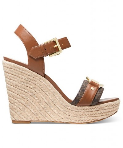 Women's Rory Espadrille Platform Wedge Sandals Brown $45.00 Shoes