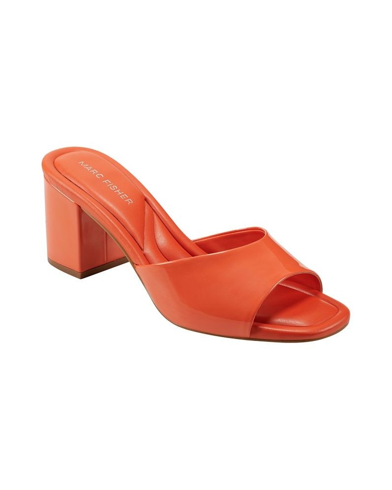 Women's Fynn Block Heel Slip-on Dress Sandals Orange $49.50 Shoes