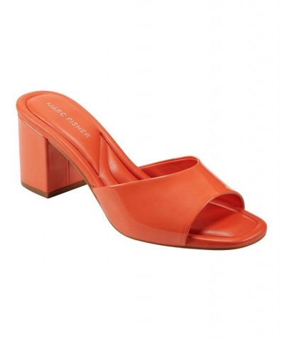 Women's Fynn Block Heel Slip-on Dress Sandals Orange $49.50 Shoes