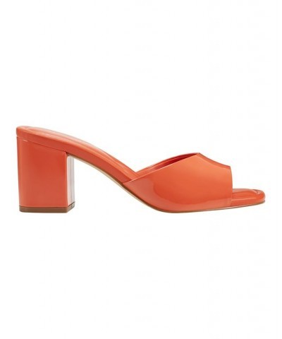 Women's Fynn Block Heel Slip-on Dress Sandals Orange $49.50 Shoes