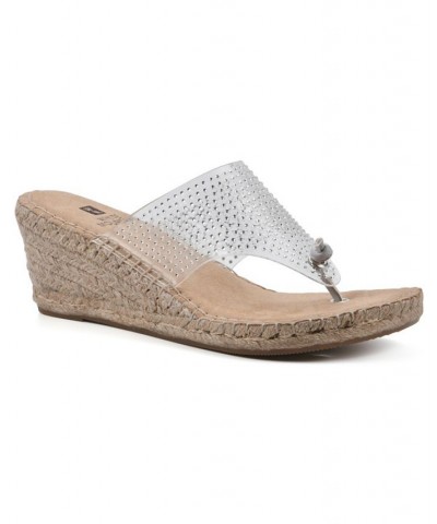 Women's Beach VC Espadrille Wedge Sandals White $31.60 Shoes