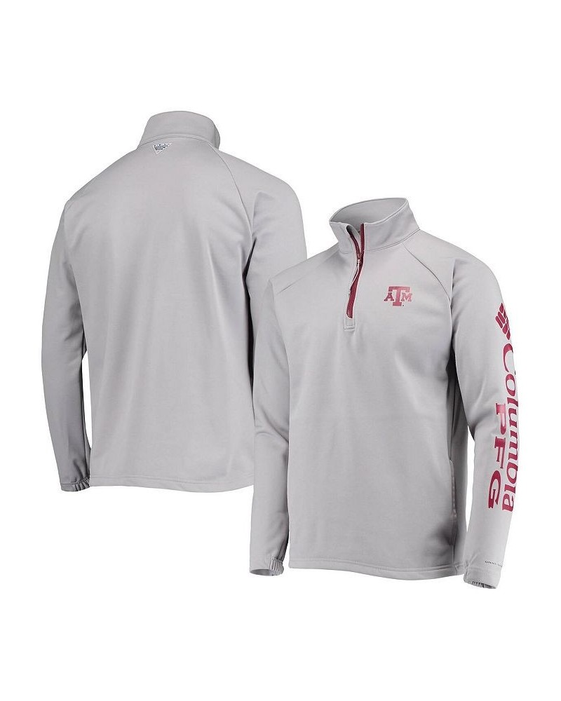 Men's Gray Texas A M Aggies Terminal Tackle Fleece Raglan Omni-Shade Quarter-Zip Jacket $33.60 Jackets