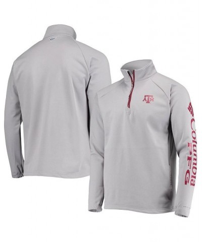 Men's Gray Texas A M Aggies Terminal Tackle Fleece Raglan Omni-Shade Quarter-Zip Jacket $33.60 Jackets