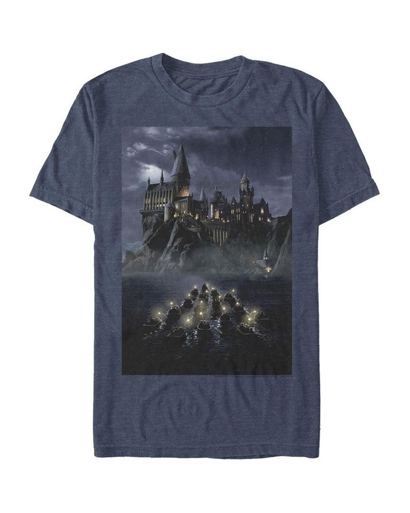 Men's Castle Poster Short Sleeve Crew T-shirt Blue $15.05 T-Shirts