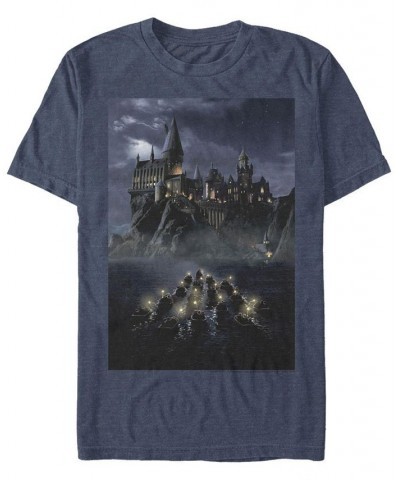 Men's Castle Poster Short Sleeve Crew T-shirt Blue $15.05 T-Shirts