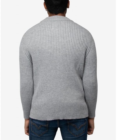 Men's Ribbed Mock Neck Quarter-Zip Sweater Gray $31.90 Sweaters