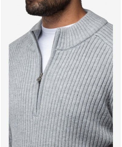 Men's Ribbed Mock Neck Quarter-Zip Sweater Gray $31.90 Sweaters