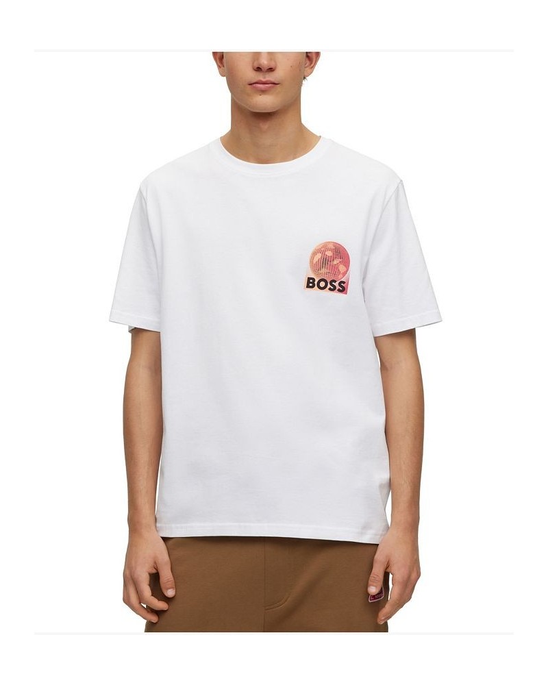 BOSS Men's Cotton-Jersey Front Rear Prints T-shirt White $34.32 T-Shirts