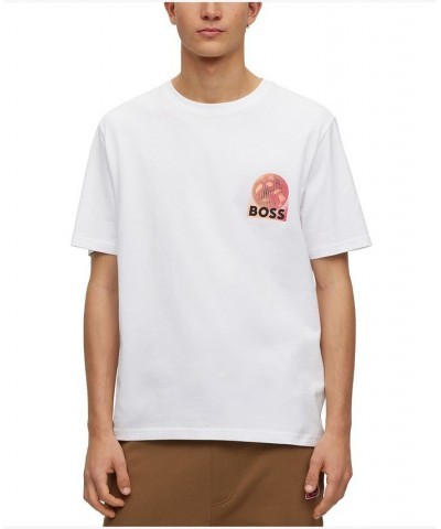 BOSS Men's Cotton-Jersey Front Rear Prints T-shirt White $34.32 T-Shirts