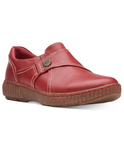 Women's Caroline Pearl Slip-On Flats Red $48.00 Shoes