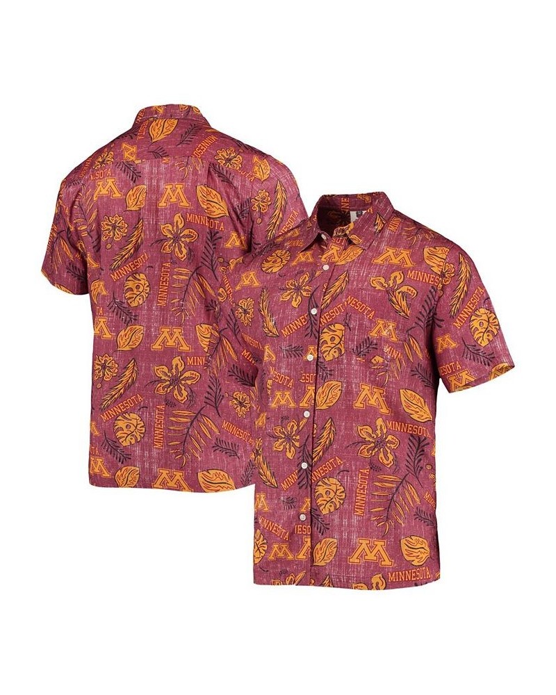 Men's Maroon Minnesota Golden Gophers Vintage-Like Floral Button-Up Shirt $32.25 Shirts