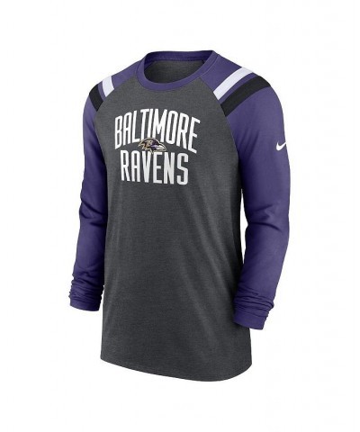 Men's Heathered Charcoal, Purple Baltimore Ravens Tri-Blend Raglan Athletic Long Sleeve Fashion T-shirt $35.74 T-Shirts