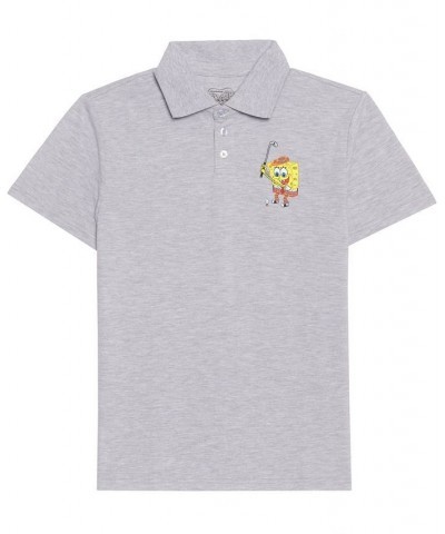 Men's SpongeBob Short Sleeves Polo Shirt Gray $11.83 Polo Shirts