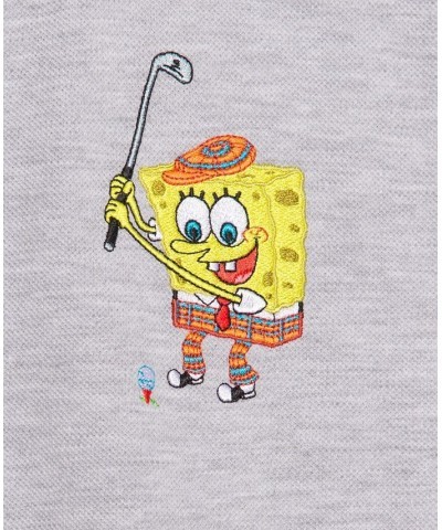 Men's SpongeBob Short Sleeves Polo Shirt Gray $11.83 Polo Shirts