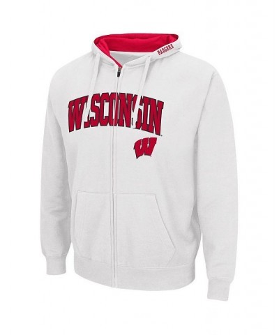 Men's White Wisconsin Badgers Arch & Logo 3.0 Full-Zip Hoodie $32.99 Sweatshirt