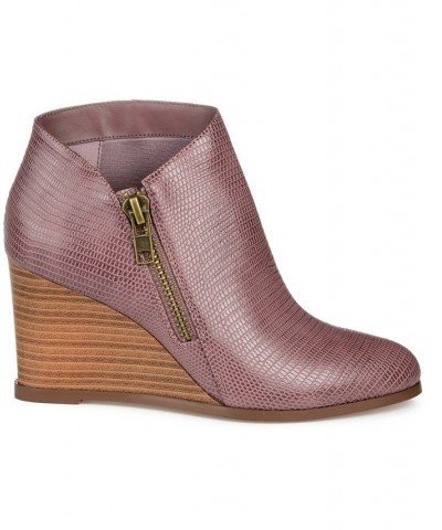 Women's Glam Wedge Bootie Purple $36.30 Shoes