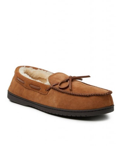 Men's Hudson Genuine Suede Moccasin with Tie Slippers Coffee $26.88 Shoes