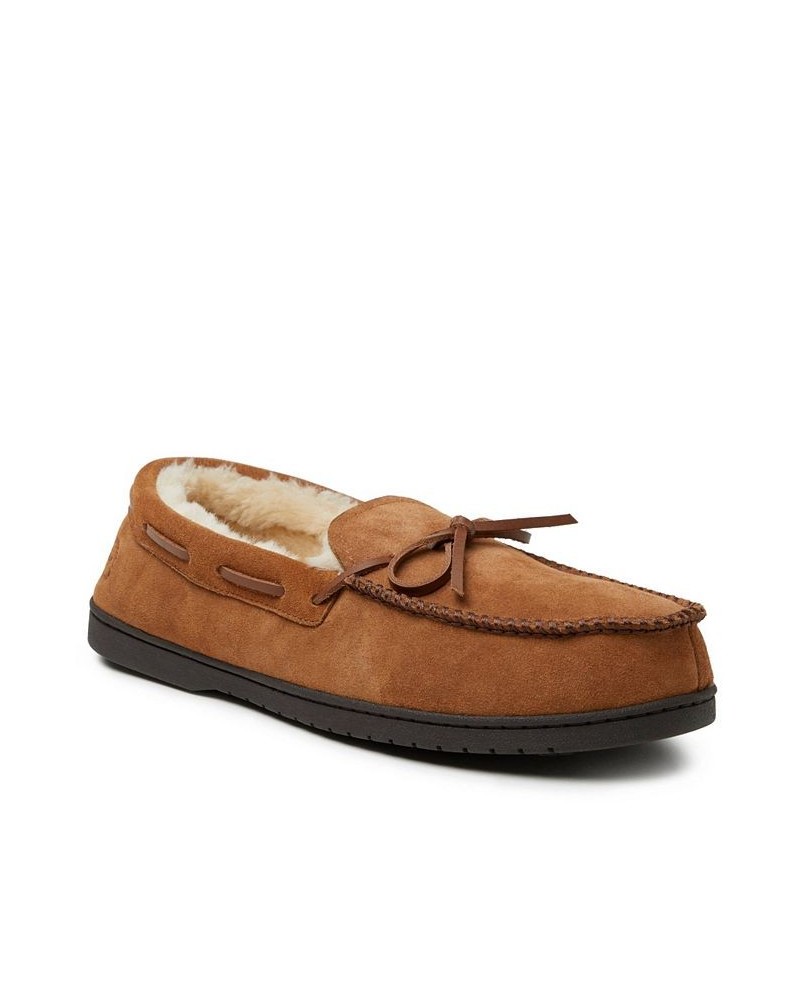 Men's Hudson Genuine Suede Moccasin with Tie Slippers Coffee $26.88 Shoes