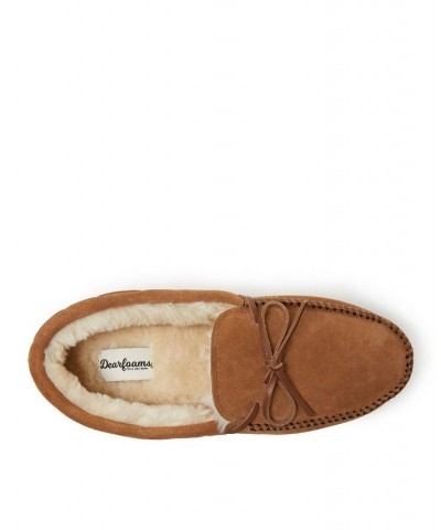 Men's Hudson Genuine Suede Moccasin with Tie Slippers Coffee $26.88 Shoes