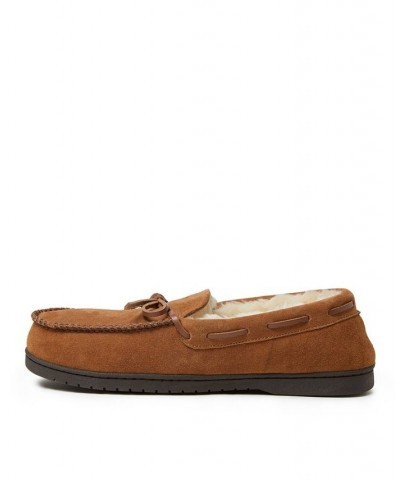 Men's Hudson Genuine Suede Moccasin with Tie Slippers Coffee $26.88 Shoes