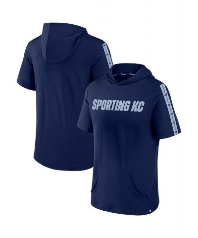 Men's Branded Navy Sporting Kansas City Definitive Victory Short-Sleeved Pullover Hoodie $23.50 Sweatshirt