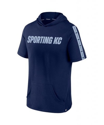 Men's Branded Navy Sporting Kansas City Definitive Victory Short-Sleeved Pullover Hoodie $23.50 Sweatshirt