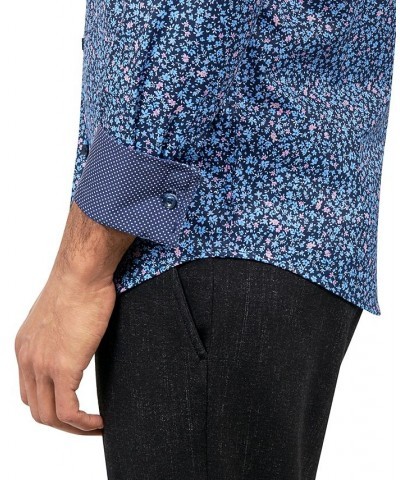 Men's Slim-Fit Floral Performance Dress Shirt Blue $26.40 Dress Shirts