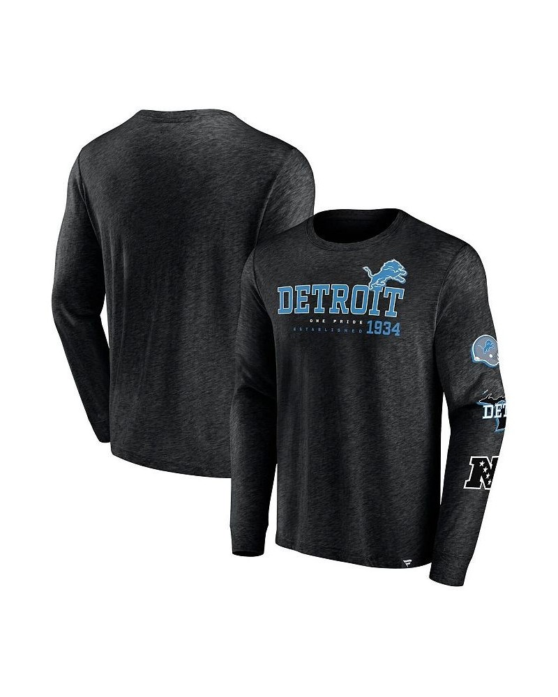 Men's Branded Heather Black Detroit Lions High Whip Pitcher Long Sleeve T-shirt $25.00 T-Shirts