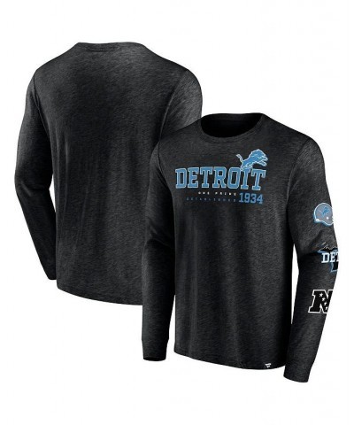 Men's Branded Heather Black Detroit Lions High Whip Pitcher Long Sleeve T-shirt $25.00 T-Shirts