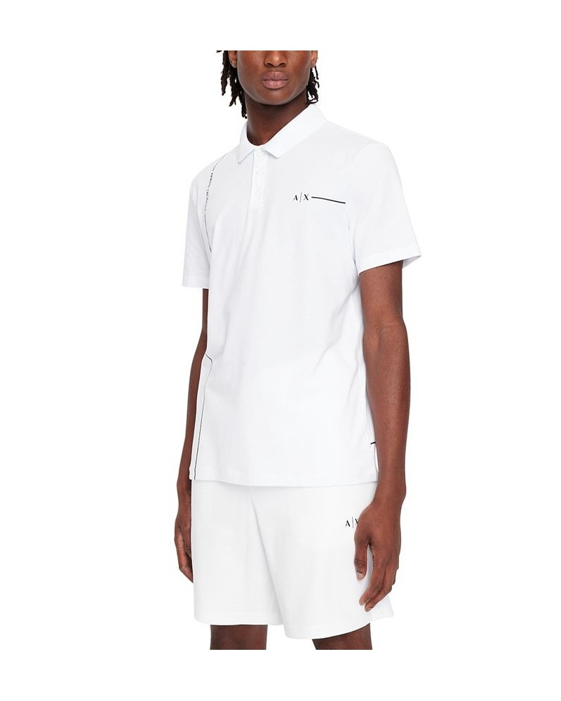 Men's Short-Sleeve Linear Design Polo Shirt White $36.90 Polo Shirts