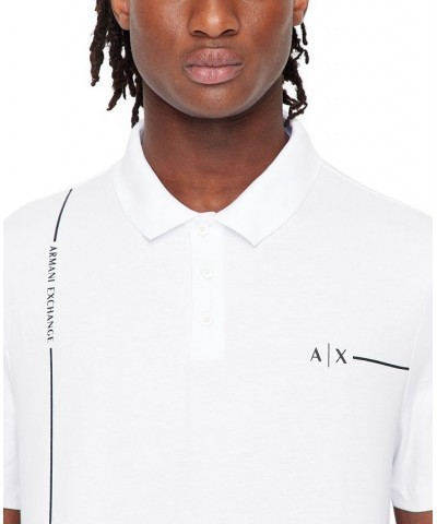 Men's Short-Sleeve Linear Design Polo Shirt White $36.90 Polo Shirts