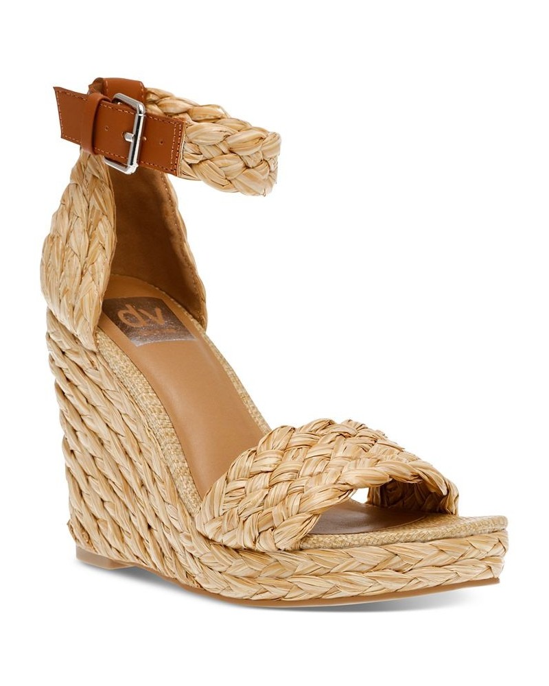 Women's Harriat Braided Espadrille Platform Wedge Sandals Tan/Beige $44.20 Shoes