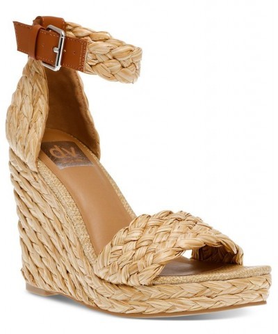 Women's Harriat Braided Espadrille Platform Wedge Sandals Tan/Beige $44.20 Shoes