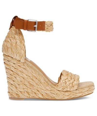 Women's Harriat Braided Espadrille Platform Wedge Sandals Tan/Beige $44.20 Shoes