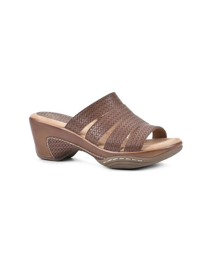 Women's Valora Clog Slide Sandals Brown $31.60 Shoes