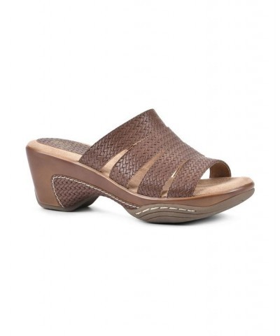 Women's Valora Clog Slide Sandals Brown $31.60 Shoes