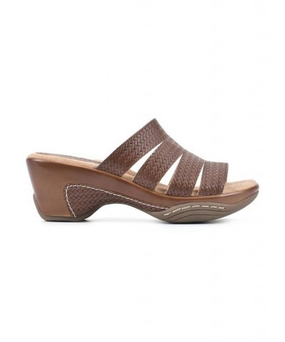 Women's Valora Clog Slide Sandals Brown $31.60 Shoes