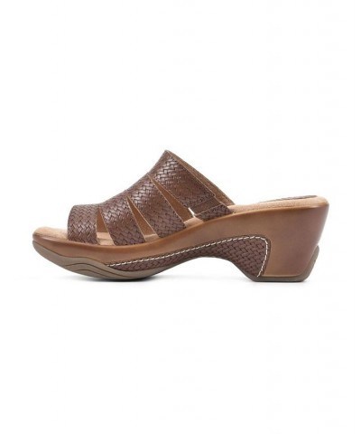 Women's Valora Clog Slide Sandals Brown $31.60 Shoes