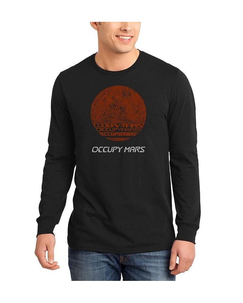 Men's Occupy Mars Word Art Long Sleeve T-shirt Black $18.00 T-Shirts