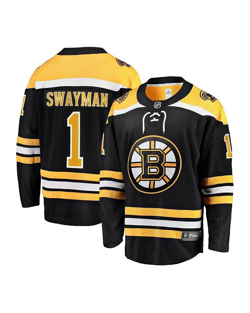 Men's Branded Jeremy Swayman Black Boston Bruins 2017/18 Home Breakaway Replica Jersey $70.30 Jersey