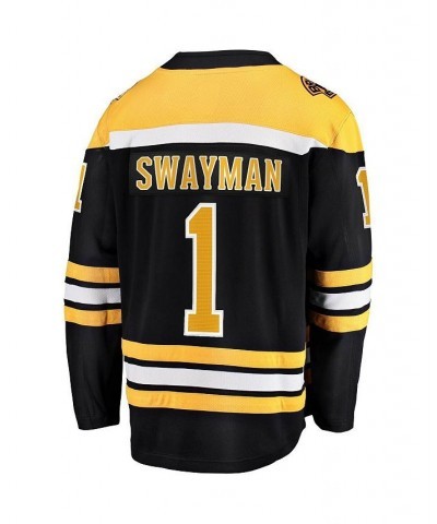 Men's Branded Jeremy Swayman Black Boston Bruins 2017/18 Home Breakaway Replica Jersey $70.30 Jersey